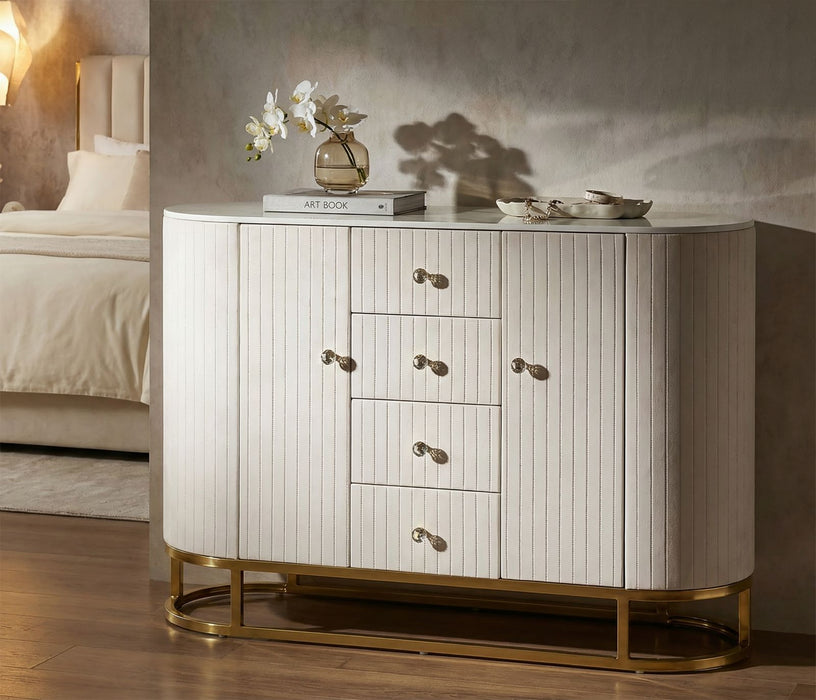 Set Mobilier Baie Glam Montpellier – Bază, Dulapuri & Oglindă | Crem | 120×40×85 cm