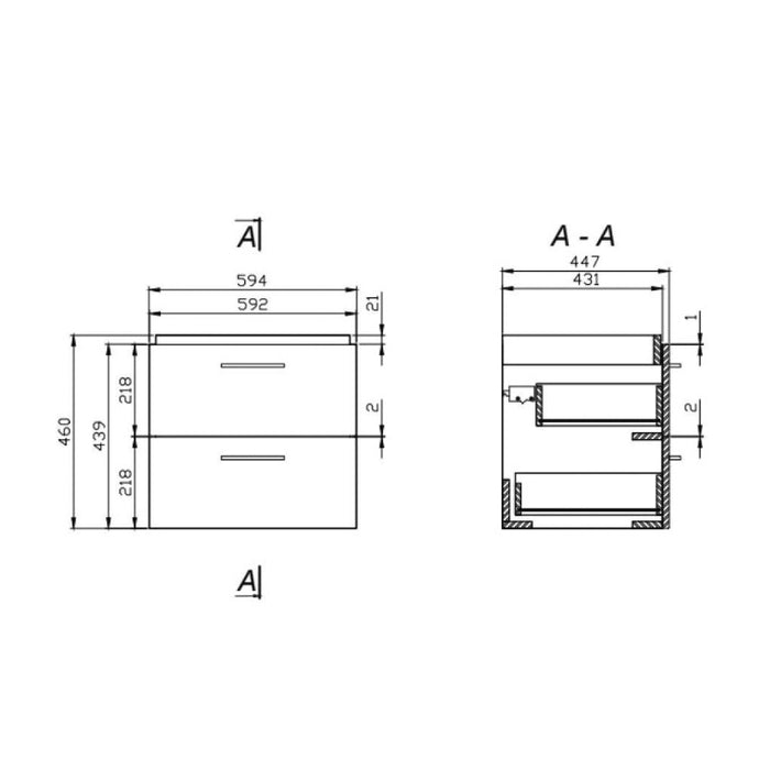 Set mobilier suspendat si lavoar Lara  60 x 45 cm nuc