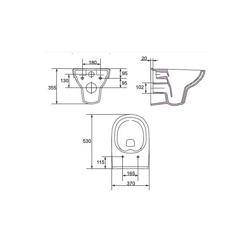 City – Vas WC Suspendat Alb cu Capac Soft Close, Ceramică Lucioasă (53×35,5 cm)