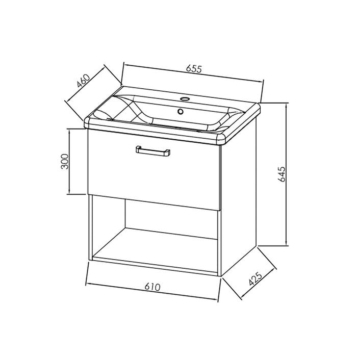 Set mobilier suspendat si lavoar Evelin 65x46cm antracit