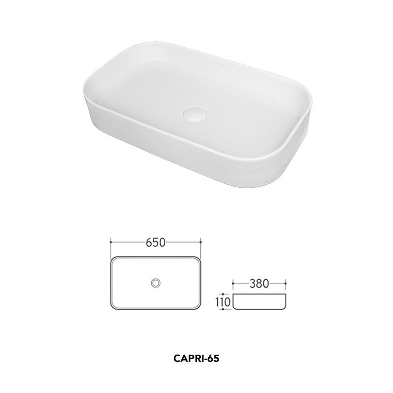 Lavoar Capri pe Blat Dreptunghiular România 65x38cm - Design Modern Casa Ta Alb