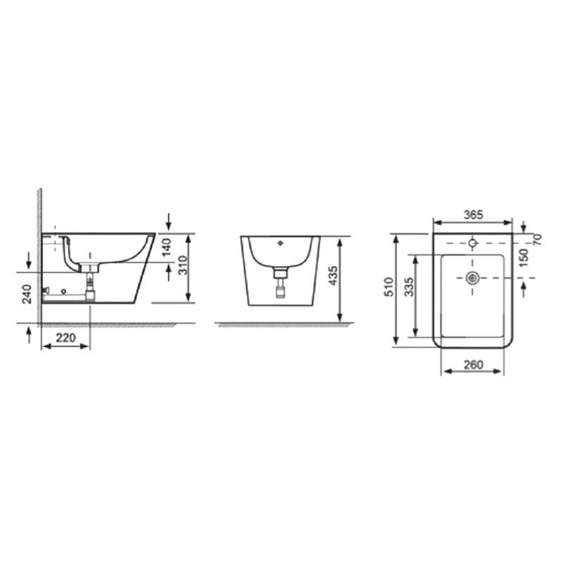 Bideu Rome Suspendat Negru Mat România 52.5x36.5cm - Obiecte Sanitare Moderne Casa Ta