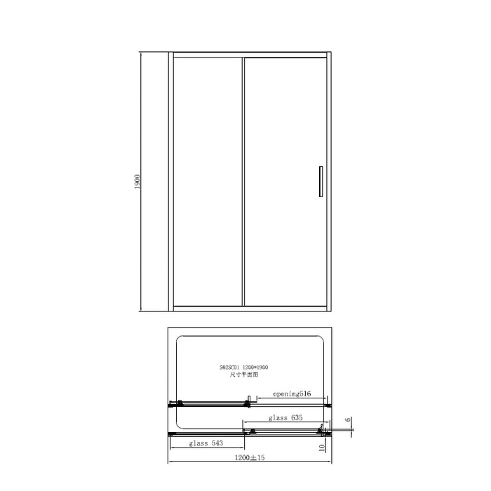 Cabina dus 120x90cm profil crom