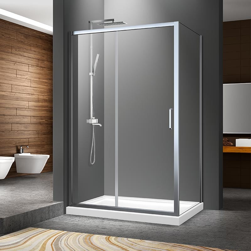 Cabină Duș 120×90 cm | Profil Aluminiu Crom | Sticlă Transparentă 6mm | Montaj Reversibil