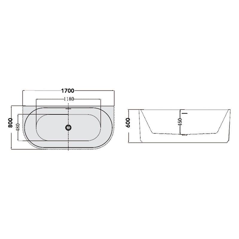 Cadă Freestanding Ovală Beata Rifle 170x80 cm - Acril Sanitar Premium Alb