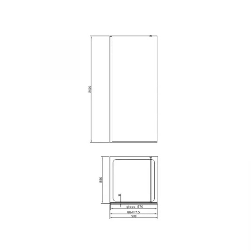 Paravan de dus walk-in foxy 90x200 cm,profil auriu periat