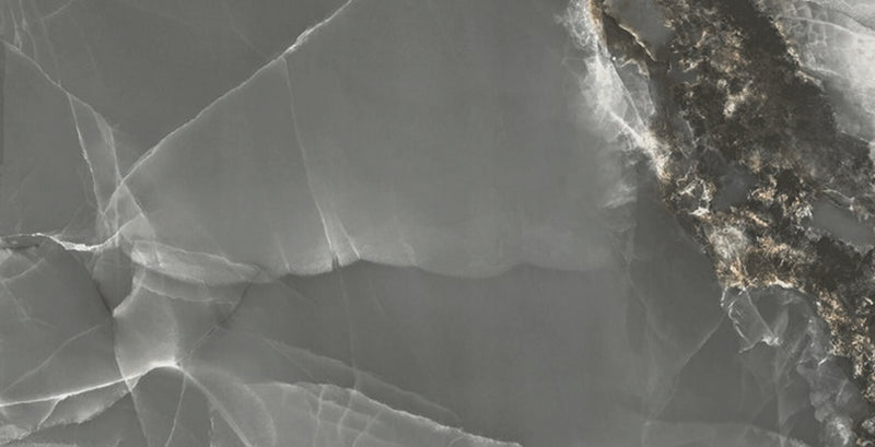 Gresie porțelanată Agate Dark 60 × 120 cm, lucios, aspect marmură – Baldocer