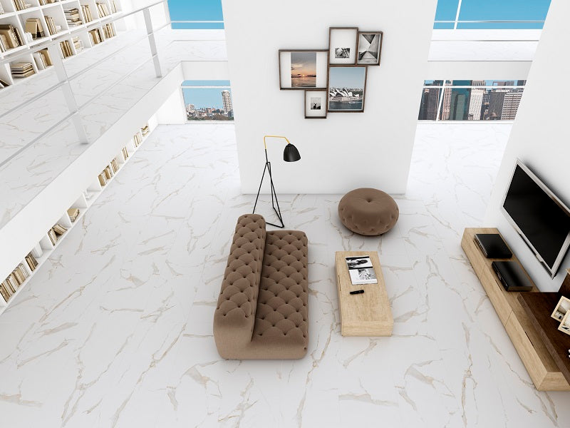 Gresie porțelanată Domus Bianco 60 × 120 cm, aspect marmură – Intermatex