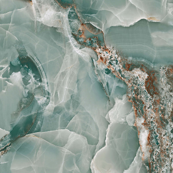 Gresie și faianță porțelanată Onice Aqua P. 120 × 120 cm, aspect marmură – Intermatex
