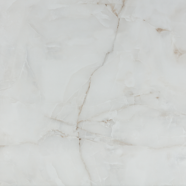 Gresie și faianță porțelanată Onice Bianco P. 120 × 120 cm, aspect marmură – Intermatex