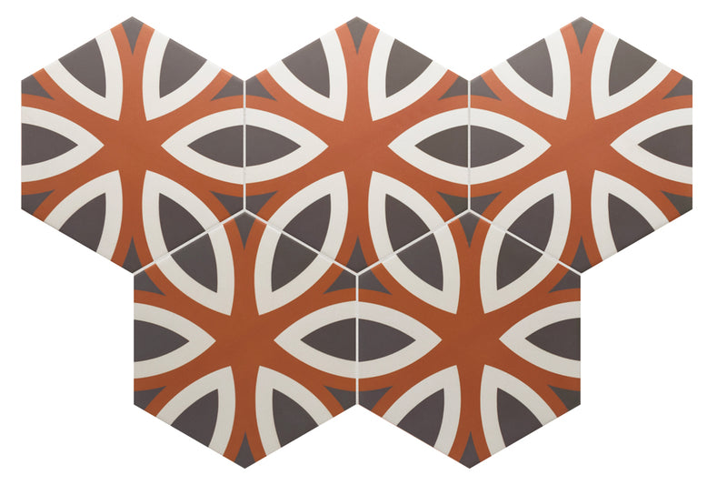 Gresie porțelanată hexagonală Coimbra Warm Siena 17,5 × 20 cm, mat – Equipe