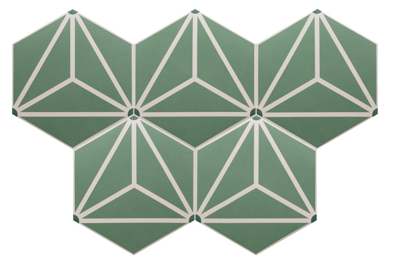 Gresie porțelanată hexagonală Coimbra Pickle Green 17,5 × 20 cm, mat – Equipe