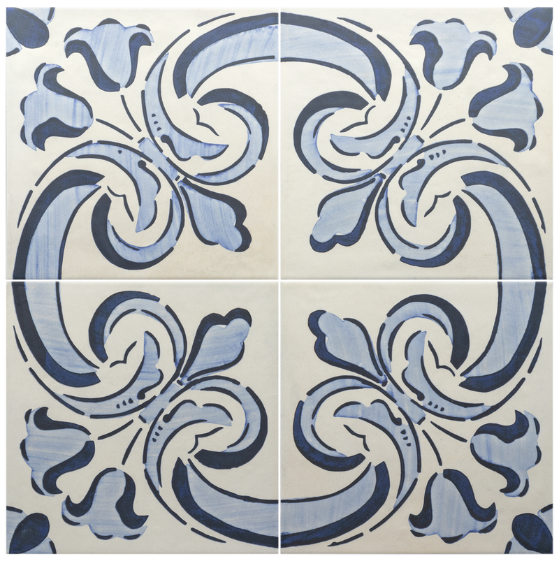 Gresie porțelanată Ares White & Classic Blu 20 × 20 cm, mat – Equipe