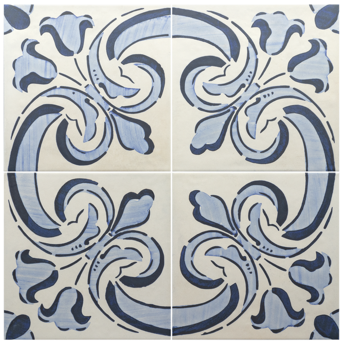 Gresie Porțelanată Ares white & classic blu 20×20 cm – Mat Antiderapant | Equipe Spania