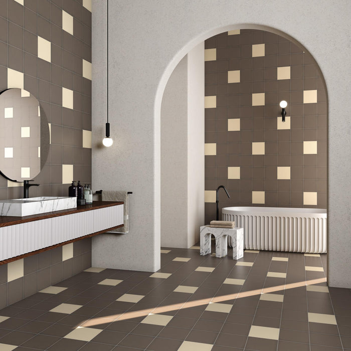 Gresie faianta 1900 marfil/chocolate  20x20cm made in spania