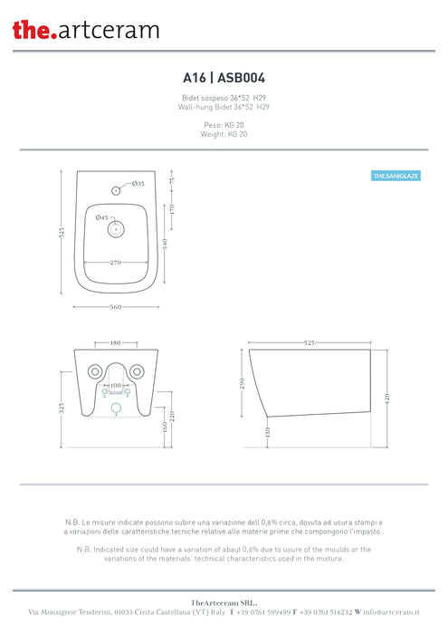 Bideu Suspendat A16 Artceram 36×52 cm -asb004