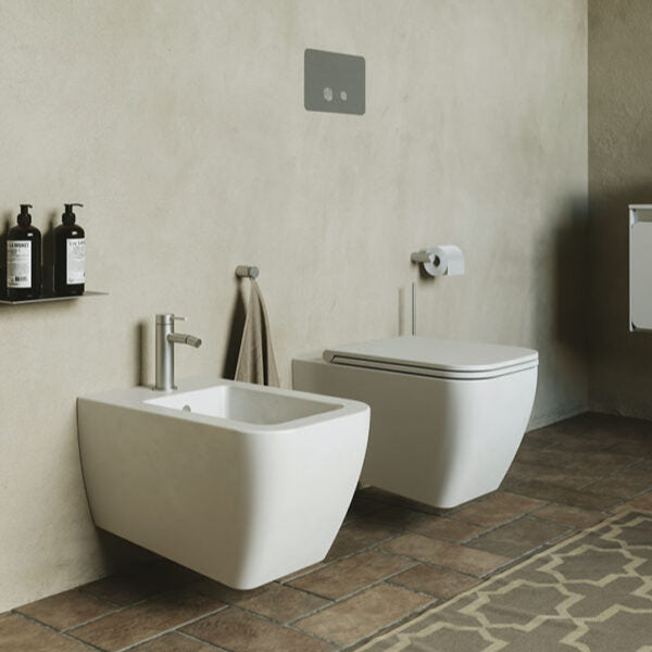 Bideu Suspendat Quadra - Design Italian Modern, Ceramică Premium 55x36cm