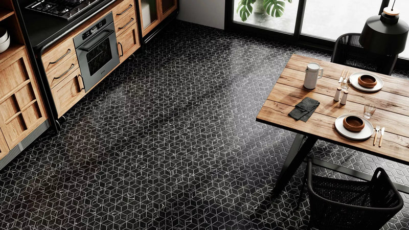 Gresie și faianță porțelanată Rhombus Marquina 26,5 × 51 cm, mat, aspect marmură – Realonda