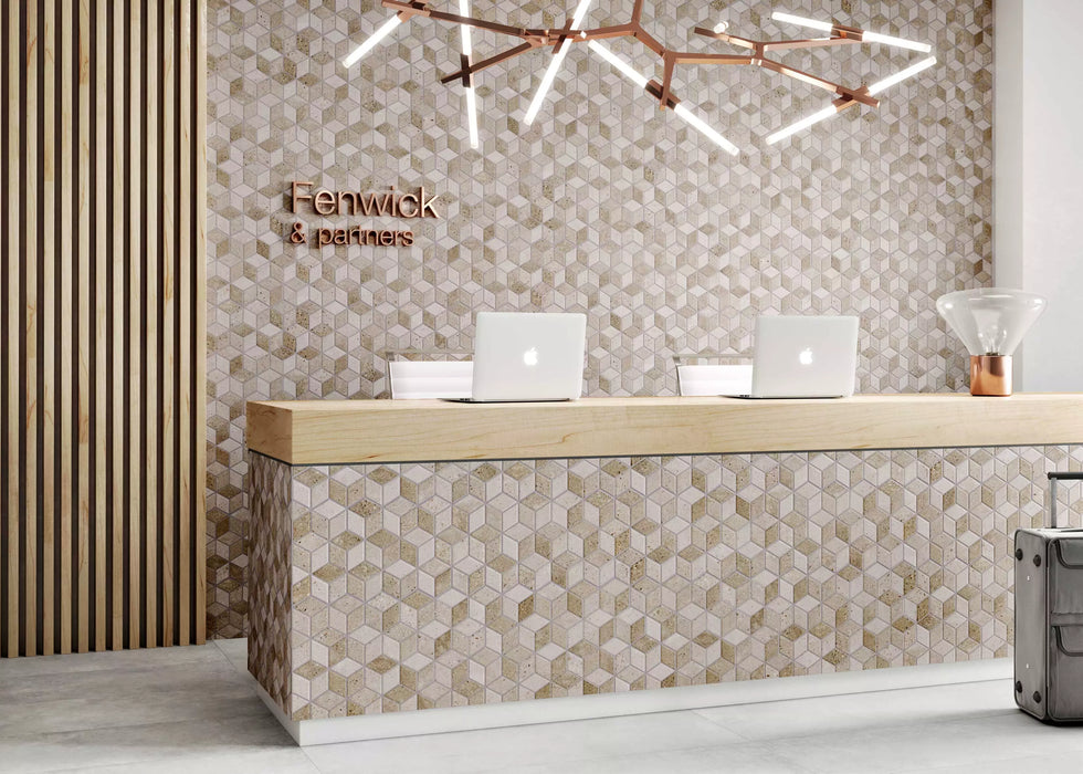 Gresie Faianță Rhombus Stone 26.5x51cm -Porțelanată Mat Taupe/Grey