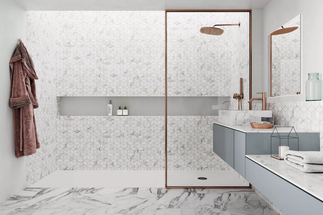 Gresie Faianță Rhombus Venato 26.5x51cm - Porțelanată Mat Aspect Marmură