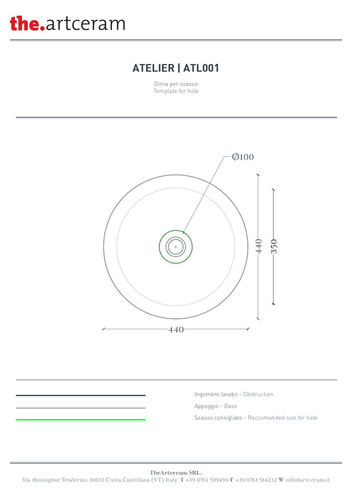 Lavoar Blat Atelier Artceram Ø 44 cm - atl001
