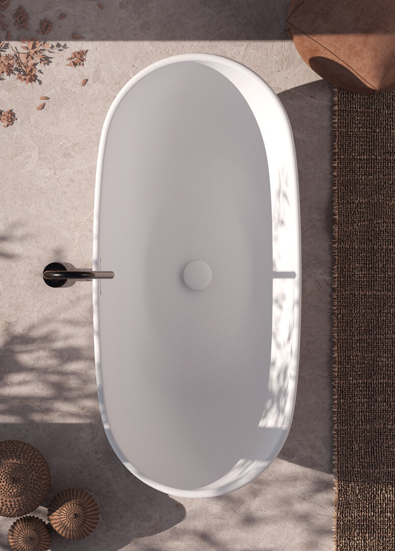 Cadă Freestanding Sun – Ovală 170×80 cm, Acril Compozit Alb Lucios | GSG Ceramica