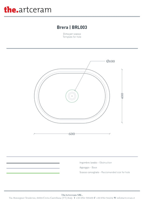 Lavoar Blat Brera Artceram 60x40cm -brl003
