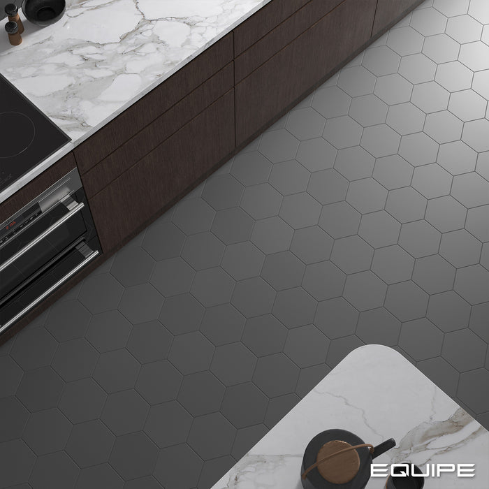 Gresie Hexagonală Coimbra white & black  17.5×20 cm – Finisaj Mat | Equipe Spania