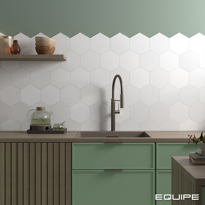 Gresie Hexagonală Coimbra white & black  17.5×20 cm – Finisaj Mat | Equipe Spania