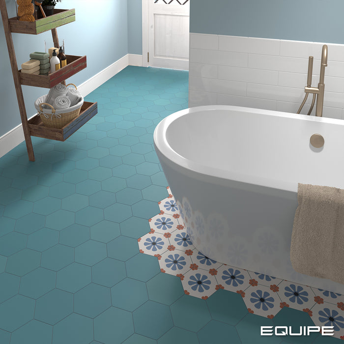 Gresie Hexagonală Coimbra azure 17.5×20 cm – Finisaj Mat | Equipe Spania