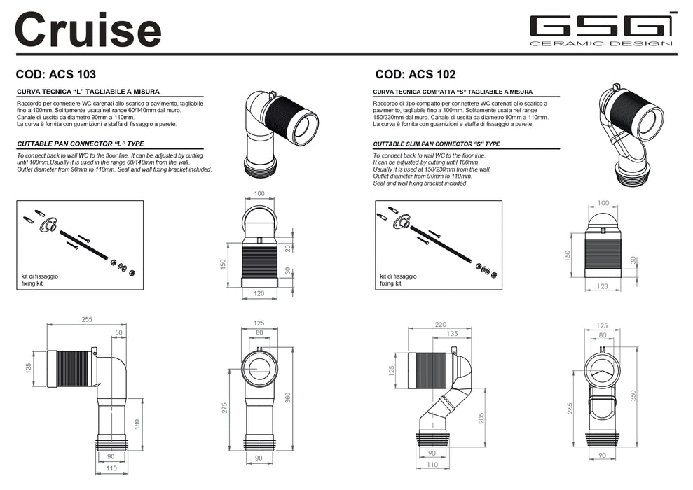Vas WC Stativ Cruise – Tortora satinato (cod.029) | GSG Ceramica Italia