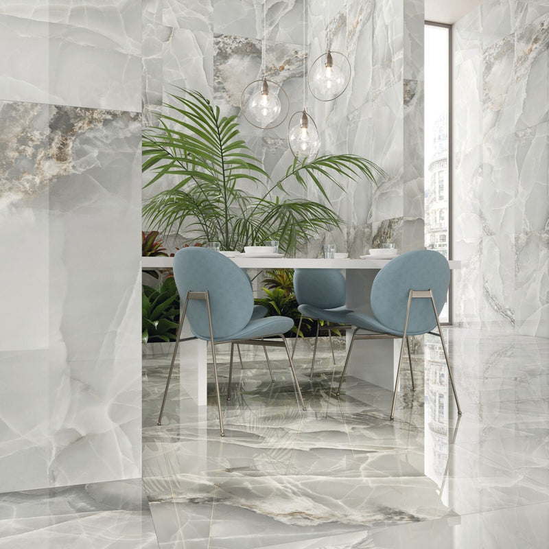 Gresie porțelanată Agate Gris 60 × 120 cm, lucios – Baldocer