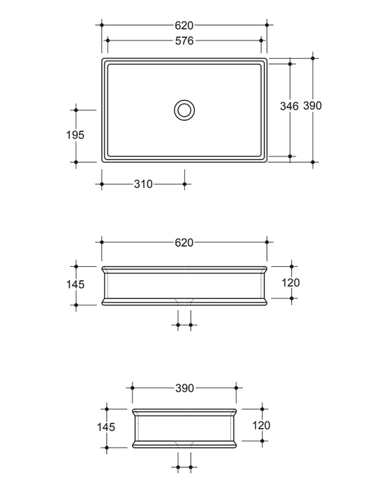 Lavoar Blat Charme Vitruvit 62x39 cm - Design Italian Premium cu Finisaje Personalizabile