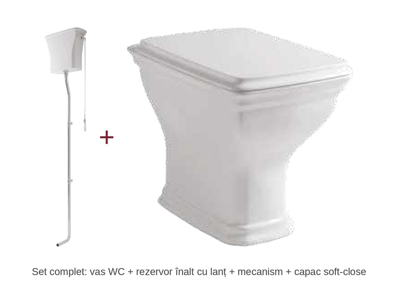 Set complet Civitas Artceram: vas WC + rezervor înalt cu lanț + mecanism + capac