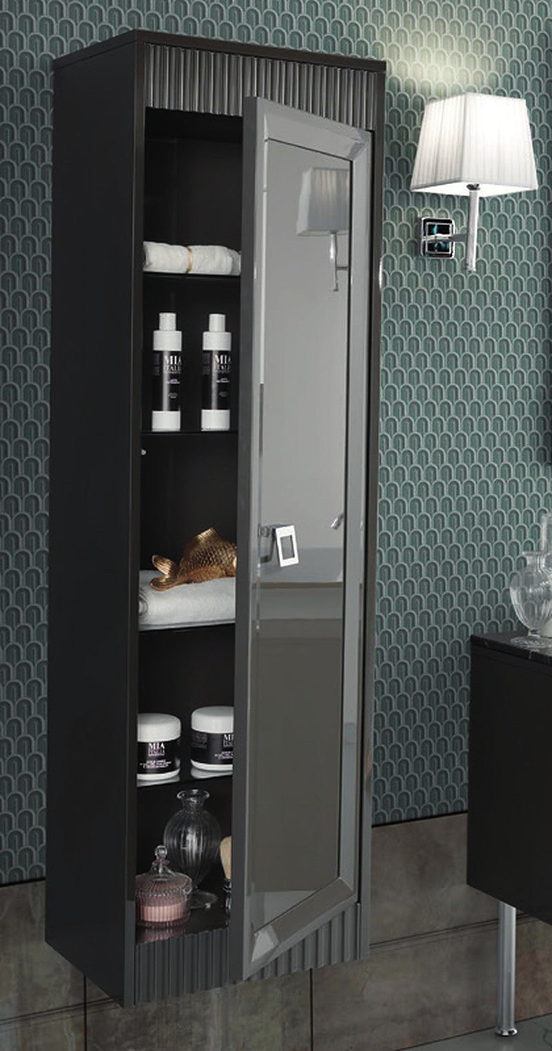 Coloană baie Atelier Mia Italia – coloană lăcuită gri antracit, ușa deschisă