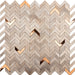 Mostră de mozaic decorativ Surface Delta 28,1×28,3 cm – model chevron bej și cupru