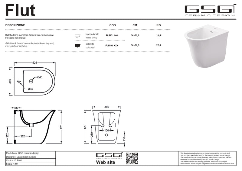 Bidet Stativ Flut – Ebano Satinat (cod.028) | GSG Ceramica Italia