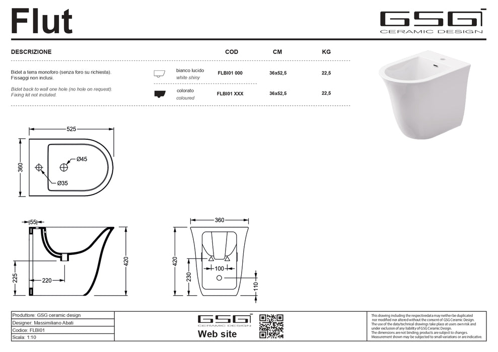 Bidet Stativ Flut – Ebano Satinat (cod.028) | GSG Ceramica Italia