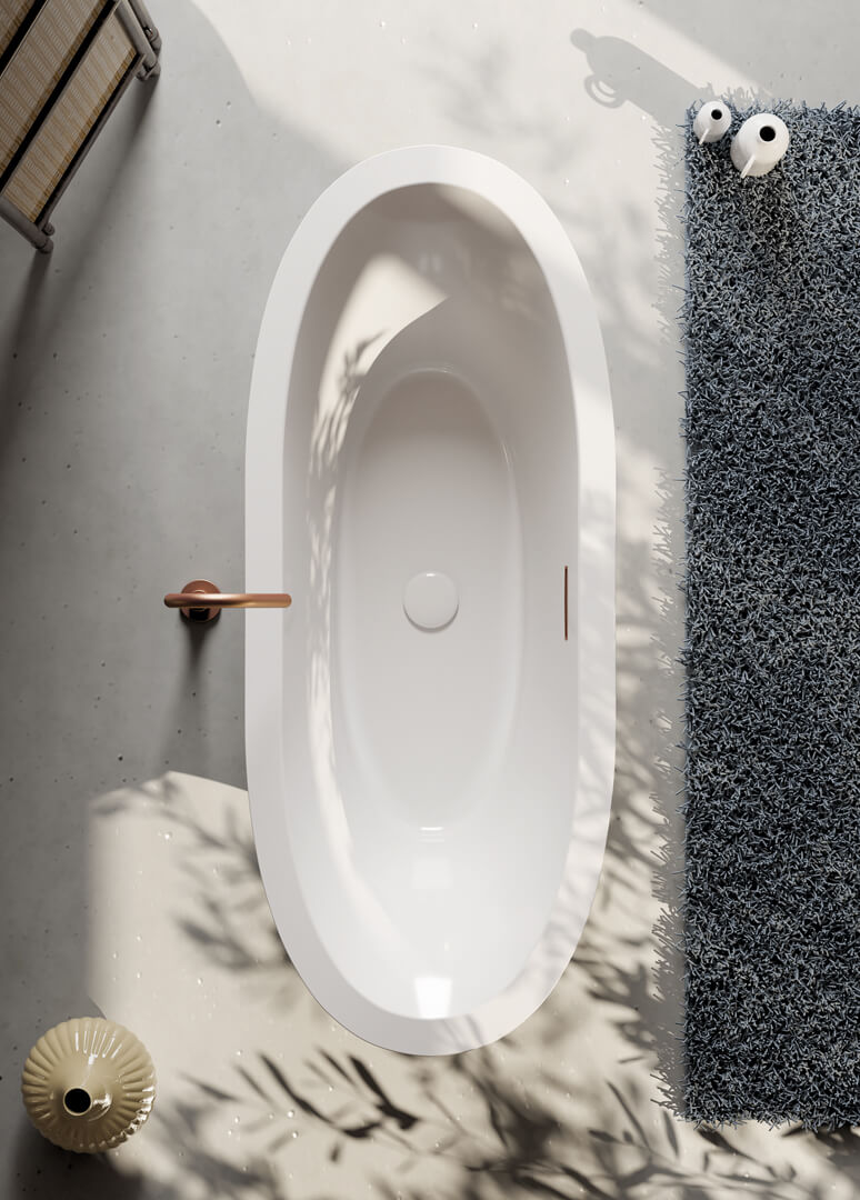 Cadă Freestanding Flut – Alb Mat 170×80 cm | Acril Compozit