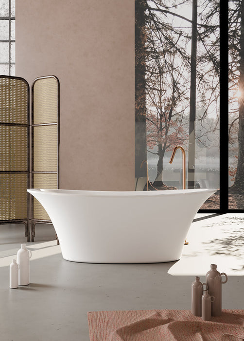 Cadă Freestanding Flut – Alb Lucios 170×80 cm | Acril Compozit