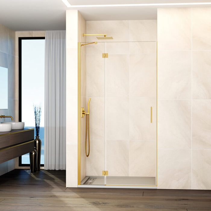 Paravan Duș Ușă Batantă 50+20×H195 cm | Panou Fix + Ușă | Sticlă 6/8mm | Profil GOLD GME