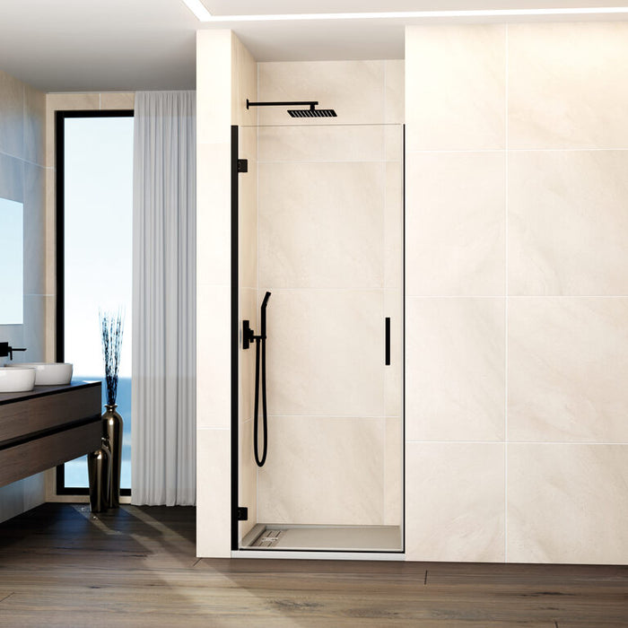 Cabină Duș 65×195 cm | Sticlă Transparentă 6mm | Profil Aluminiu Negru | Montaj Reversibil