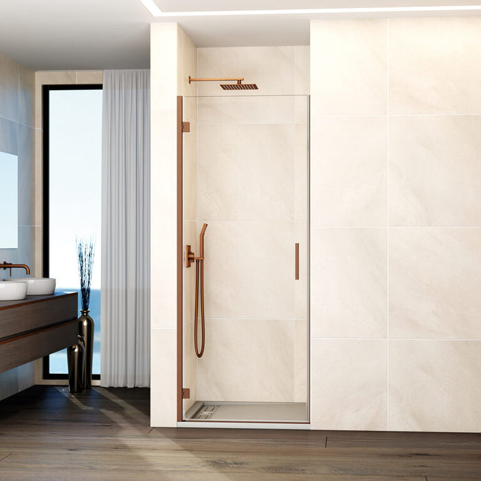 Cabină Duș 65×195 cm | Sticlă Transparentă 6mm | Profil Aluminiu Copper | Montaj Reversibil