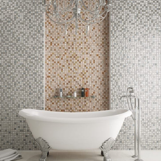 Baie decorată cu mozaic Imperium 29,8×28,5 cm nuanțe aurii și bej
