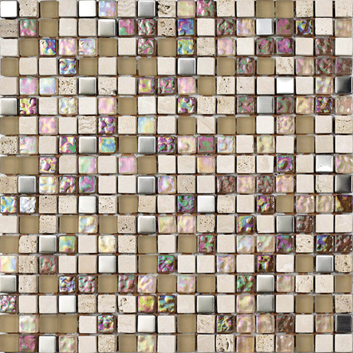 Mozaic decorativ Lagos 30x30 cm gresie portelanata nuante duna si insertii sidef iridescent