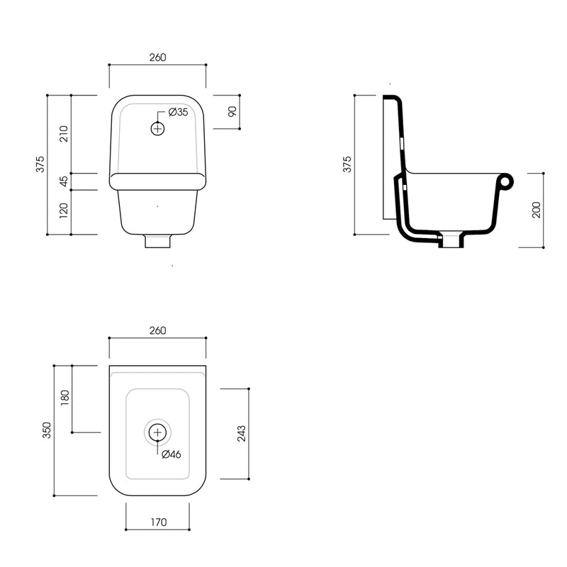 True Lavoar mini suspendat Italia 26x35x41cm