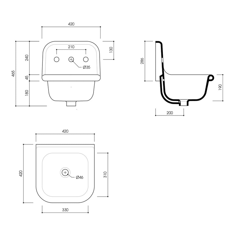True Lavoar suspendat alb  Italia 42x42x46,5cm