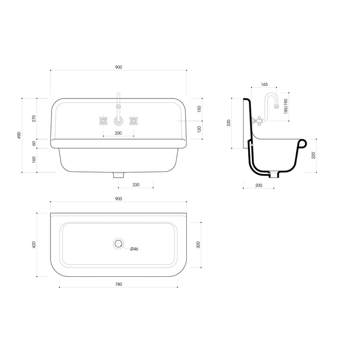 True Lavoar suspendat alb/grej Italia  90x42x52,5cm
