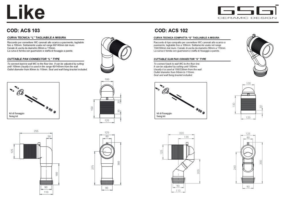 Vas WC Monobloc Rimless Like – GSG Ceramica Italy | Cipria Satinato | Capac Soft Close