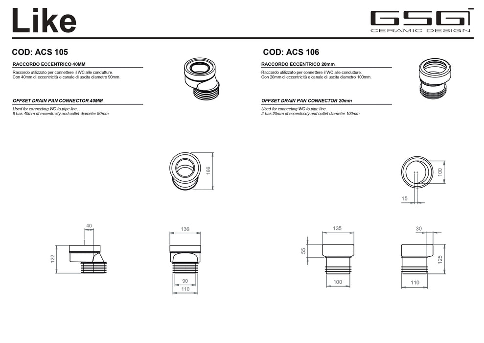 Vas WC Monobloc Rimless Like – GSG Ceramica Italy | Cipria Satinato | Capac Soft Close